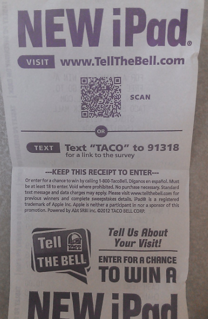 taco bell code entry